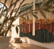 Layered Fiber Art “MOVA” | Tapestry in Wall Hangings by Olivia Fiber Art. Item made of wood & wool compatible with mid century modern and contemporary style
