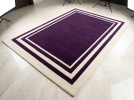 Deep Purple & Ivory Border Geometric Hand Tufted Wool Rug | Area Rug in Rugs by Krafcreation. Item composed of cotton in minimalism or mid century modern style