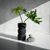 Sculptural Cylinder Vase in Textured Carbon Black Concrete | Vases & Vessels by Carolyn Powers Designs. Item made of concrete with glass works with minimalism & contemporary style