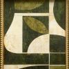 Green Mid-Century Modern Inspired Collage in Vintage Frame | Paintings by Suzanne Nicoll Studio. Item made of wood works with minimalism & mid century modern style