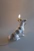 5 Minutes Alone (Dog with lamp) | Sculptures by MARCANTONIO. Item composed of brass and synthetic