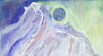 Midnight Mountain Moon Vista - Tokyo Echoes Painting | Oil And Acrylic Painting in Paintings by Jacob von Sternberg Large Abstracts. Item made of canvas with synthetic