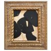 Contemporary Black and White Collage in Vintage Gold Frame | Paintings by Suzanne Nicoll Studio. Item composed of wood and paper in minimalism or mid century modern style