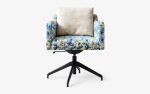 Papillonne Blue Kenzo Swivel Black Office Chair | Chairs by LAGU. Item made of fabric with aluminum