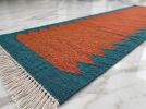 Handwoven Terracotta Wool Stair Runner | Runner Rug in Rugs by Evergreen Carpets. Item made of wool works with boho & minimalism style