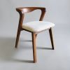Arco Curved-Back Dining Chair with Upholstered Seat | Chairs by Kleinhaus Furniture. Item made of wood & fabric compatible with mid century modern and japandi style