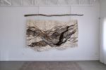 Large Woven Fiber Art Tapestry, Eco-Friendly "Orogeny" | Wall Hangings by Rebecca Whitaker Art. Item composed of cotton & leather compatible with boho and minimalism style
