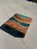 Waterfall Blue Epoxy Modern Coffee Table | Tables by Tinella Collection. Item made of walnut works with modern & rustic style