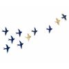 Set Of 10 Swallows - Deep Navy Blue and Gold Metallic | Wall Sculpture in Wall Hangings by Elizabeth Prince Ceramics. Item made of stoneware works with contemporary & coastal style