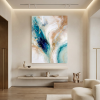 Aqua Currents — Abstract Canvas Artwork in Blue and Gold | Prints in Paintings by Alpenglow Workshop. Item made of canvas works with boho & minimalism style