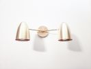 Bathroom Vanity Wall Double Sconce - Satin Brass Light | Sconces by Retro Steam Works. Item composed of brass in mid century modern or contemporary style