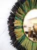 Raffia Mirror, Single Round Raffia Mirror, Boho Mirror, Wall | Decorative Objects by Magdyss Boutique. Item made of cotton with glass works with boho & contemporary style