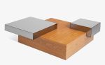 Tunc Wood and Mirror Cubic Coffee Table | Tables by LAGU. Item made of walnut with glass works with mediterranean & modern style