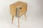 Live Edge Solid Maple Wood & Concrete Cube Nightstand | Storage by Curly Woods. Item composed of oak wood and concrete in contemporary or modern style