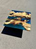 Blue Resin Coffee Table - Epoxy End Table, Coffee Table | Tables by Tinella Collection. Item composed of wood & metal compatible with minimalism and contemporary style