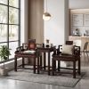 Imperial Black-Gold Ming Taishi Armchair & Tea Table 3PC Set | Chairs by Dynasty Artisan. Item made of wood compatible with contemporary and eclectic & maximalism style