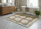 Handmade Moroccan Wool Rug, Grey & Gold | Area Rug in Rugs by Berber Luxe. Item composed of wool in boho or art deco style