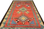 Classic Tulu Style Rug Red Green Medallion Tribal Pattern | Area Rug in Rugs by Rug and Kilim