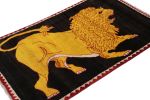 Vintage Gabbeh Persian Rug, Gold and Black with Lion | Area Rug in Rugs by Rug and Kilim