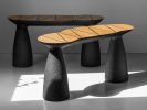 Black Stone & Oak Bench - Toki Series in Bio Concrete | Benches & Ottomans by Donatas Žukauskas. Item made of oak wood & cement compatible with boho and contemporary style