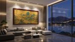 Hand-Painted Silk Wang Ximeng Landscape Scroll On Silk/Xuan | Oil And Acrylic Painting in Paintings by Dynasty Artisan. Item composed of wood and fabric in contemporary or eclectic & maximalism style