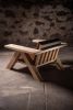 Outdoor / Indoor Oak Lounge Chair with Real Leather Seat | Chairs by Aeterna Furniture