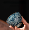 Wood-fired  Mille-fleurs Qinghua Porcelain Tea/Coffee bowl | Decorative Bowl in Decorative Objects by Dynasty Artisan. Item made of ceramic works with eclectic & maximalism & asian style