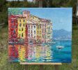 "Portofino. Italian Riviera" original palette knife oil | Oil And Acrylic Painting in Paintings by OXYPOINT. Item composed of wood and canvas in contemporary or mediterranean style