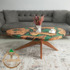 Personally Designed Resin Coffee Table Made of Olive Wood | Tables by Nil Woodwork. Item composed of oak wood in industrial or mediterranean style
