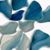 "Fragment" Wall Installation in Aqua to Teal | Sculptures by Debra Steidel. Item made of ceramic works with minimalism & contemporary style