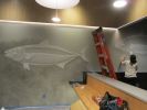 Wall glaze treatment and fish graphic for Suram NYC | Art & Wall Decor by Elliott Mattice Art & Design | Suram - Sushi & Ramen (Hudson Yards) in New York