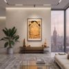Framed Imperial Yunjin Silk Yellow Jambhala Thangka Art | Embroidery in Wall Hangings by Dynasty Artisan. Item composed of wood and fabric in contemporary or eclectic & maximalism style