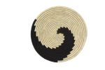 Handmade Natural Grass Round Black & Beige Woven Wall Basket | Decorative Bowl in Decorative Objects by Amara. Item made of fiber works with boho & mid century modern style