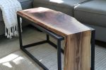 Live-Edge Walnut Waterfall Bench Coffee Table (in stock) | Tables by Hazel Oak Farms. Item composed of walnut and steel