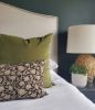Block printed cushion | Pillows by Velvet Fringe. Item composed of linen in boho or mid century modern style