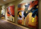 SoHo Triptych #2 | Oil And Acrylic Painting in Paintings by Margaret Kisza | The SoHo Hotel & Residences in Toronto. Item made of canvas