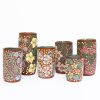Hand Painted and Carved Cylindrical Flower Vases | Vases & Vessels by Tina Fossella Pottery. Item composed of ceramic