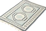 Vintage Dhurrie Rug in Blue, Beige and Cream Medallions | Area Rug in Rugs by Rug and Kilim