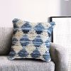 Set of 2-Handowoven Cotton/Denim Cushion-Blue/Ivory | Pillows by Selligram. Item composed of cotton in mid century modern or japandi style