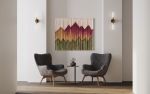 SIERRA PINK Dyed Wall Tapestry Mountain Landscape | Macrame Wall Hanging in Wall Hangings by Wallflowers Hanging Art. Item composed of oak wood & fiber compatible with boho and country & farmhouse style