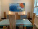 Sunset Blues Oil Abstract | Oil And Acrylic Painting in Paintings by Strokes by Red - Red (Linda Harrison). Item composed of canvas