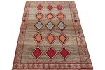 Vintage Gabbeh Persian Tribal Rug, Beige-Gray with DIamond | Area Rug in Rugs by Rug and Kilim