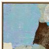 Contemporary Abstract "Blue Stream" Framed Paper Collage | Paintings by Suzanne Nicoll Studio. Item made of oak wood compatible with boho and minimalism style
