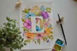 Orig. Watercolor Painting/Custom Monogram Floral Watercolor | Paintings by Mira's Craft. Item made of paper