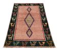 Vintage Gabbeh Persian Tribal Rug, Red with DIamond | Area Rug in Rugs by Rug and Kilim