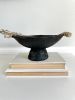Earthy Black Pedestal Bowl Paper Mache Material | Decorative Bowl in Decorative Objects by TM Olson Collection. Item made of wood with paper works with japandi & coastal style