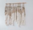 Natural Linen and Bamboo Fringes Fiber Art | Tapestry in Wall Hangings by Ranran Studio by Belen Senra. Item composed of bamboo and cotton