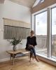 Dip dye fiber art - Lots Of Dots | Tapestry in Wall Hangings by Kat | Home Studio. Item made of oak wood with cotton works with minimalism style