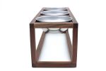 Triple Dog Feeder | Storage Stand in Storage by Wake the Tree Furniture Co. Item made of walnut & steel compatible with minimalism and mid century modern style