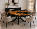 Round Black Resin Wooden Dining Table, Luxury Epoxy Table | Tables by Innovative Home Decors. Item composed of wood in country & farmhouse or art deco style